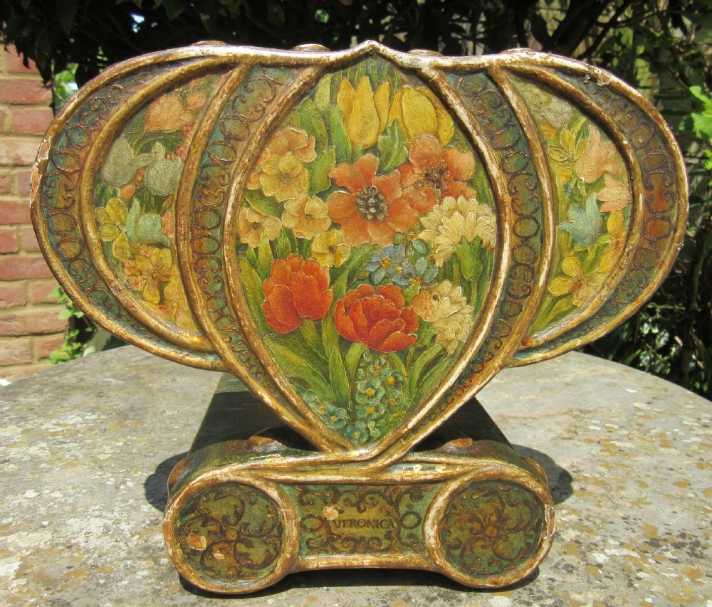 ARTS & CRAFTS PAINTED BOOK STAND VERONICA 1921 View III