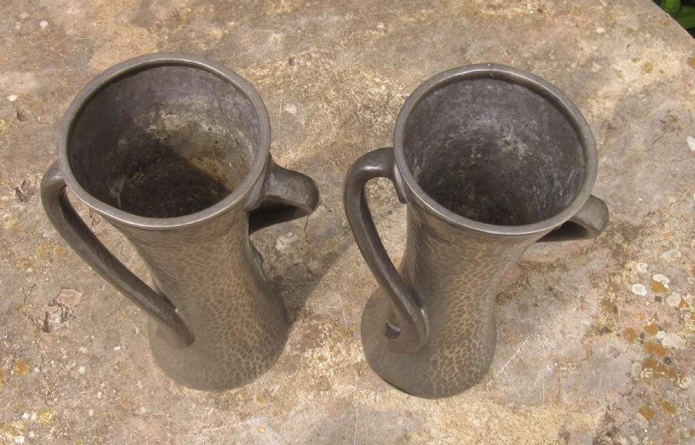 PAIR OF ART NOUVEAU PEWTER VASES No 030 FOR LIBERTY & Co  c1910 View II
