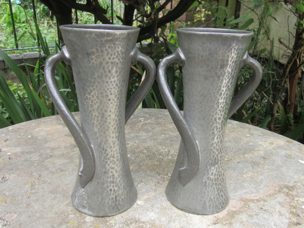 PAIR OF ART NOUVEAU PEWTER VASES No 030 FOR LIBERTY & Co  c1910 View IV