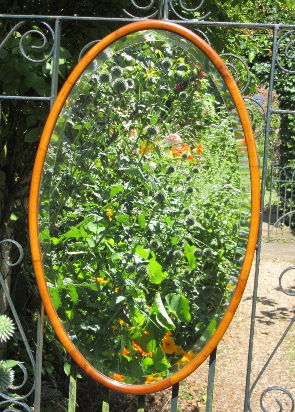 EDWARDIAN OVAL WALNUT WALL MIRROR c1910 View III