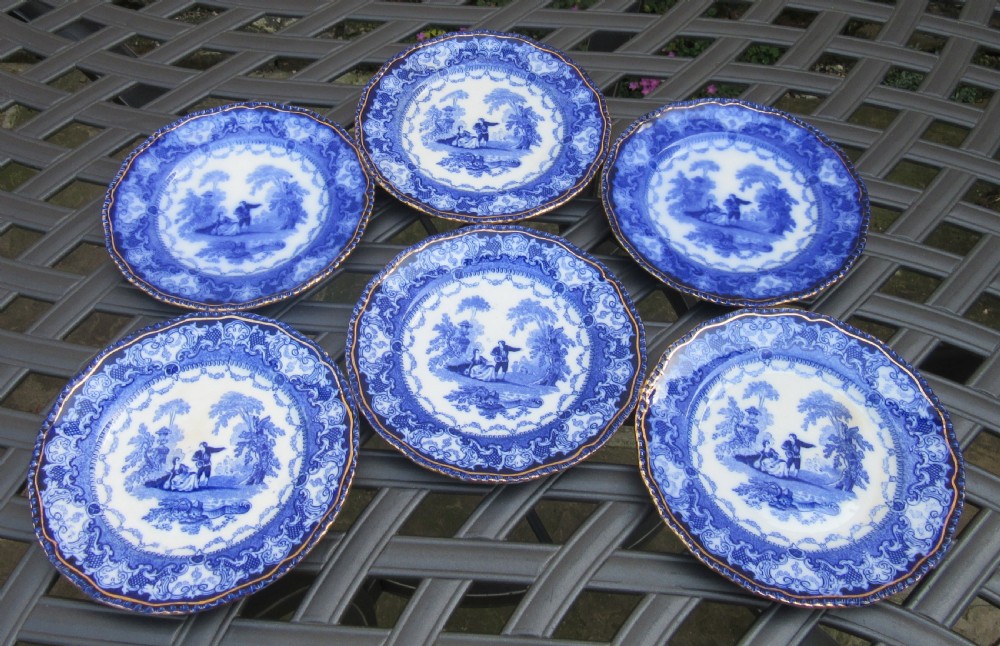 DOULTON WATTEAU FLOW BLUE DINNER SERVICE c1890 View III