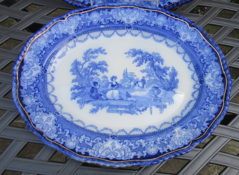 DOULTON WATTEAU FLOW BLUE DINNER SERVICE c1890 View VIII