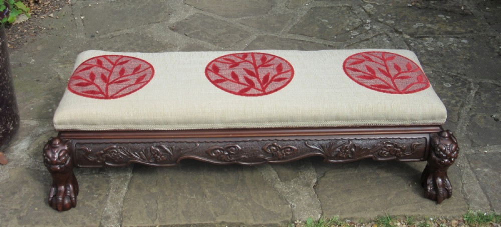CARVED WOOD CHINOISERIE LONG STOOL  View II