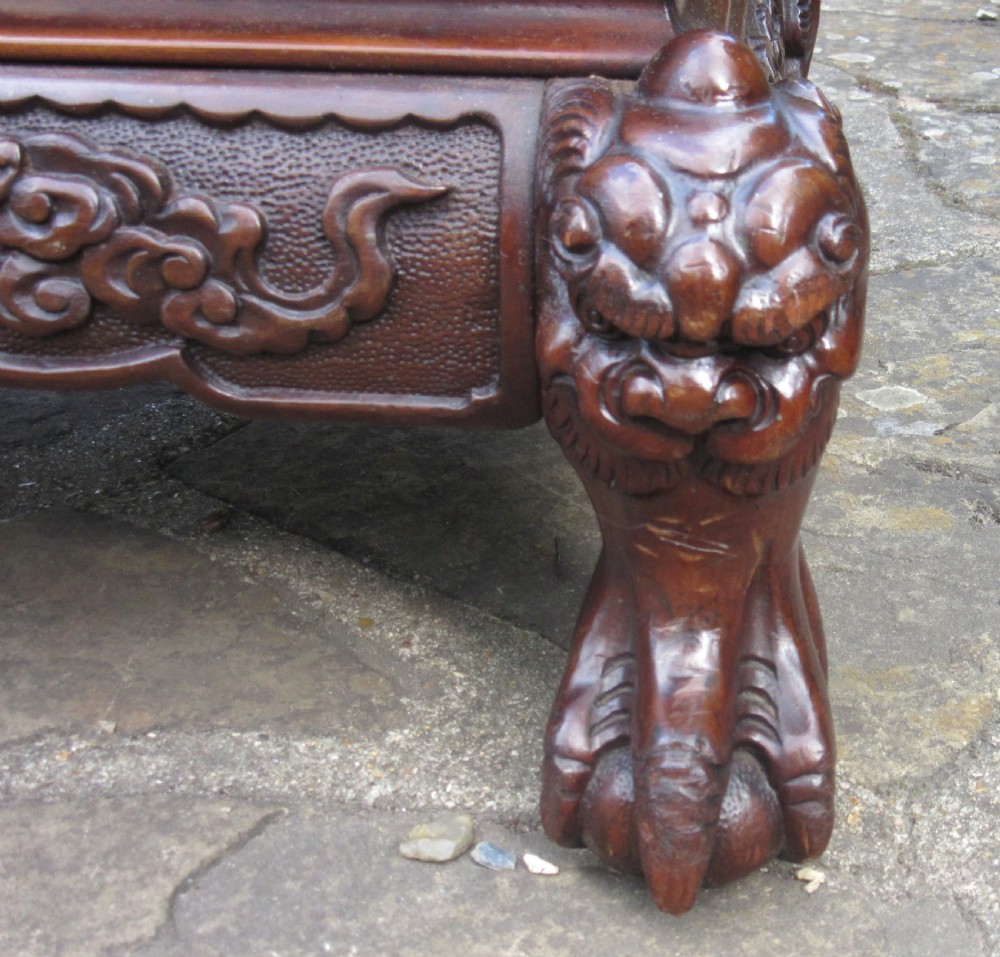 CARVED WOOD CHINOISERIE LONG STOOL  View III
