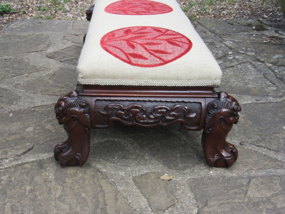 CARVED WOOD CHINOISERIE LONG STOOL  View IV