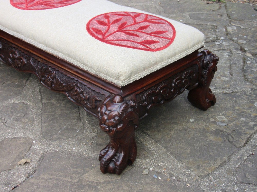 CARVED WOOD CHINOISERIE LONG STOOL  View V