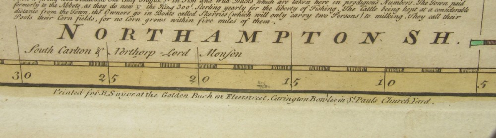 EMANUEL BOWEN ENGRAVED MAP OF LINCOLNSHIRE & ITS WAPONTAKES c1780 View IV