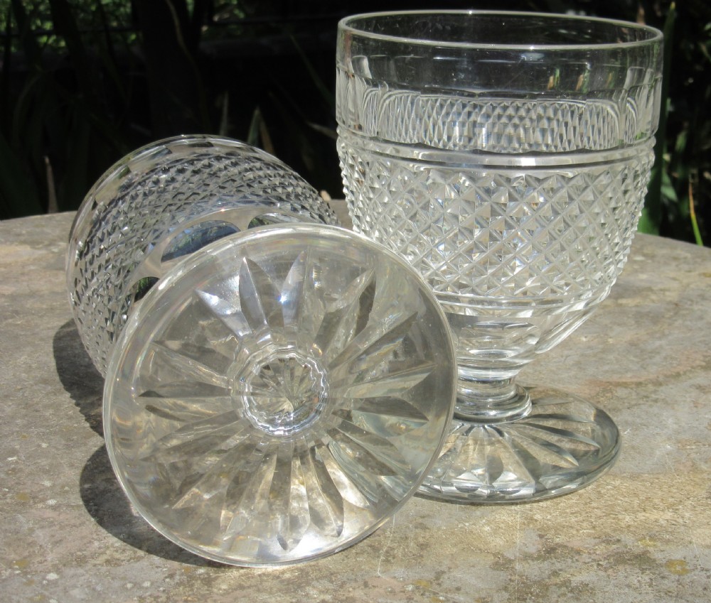 GOOD LARGE PAIR 19th CENTURY CUT GLASS RUMMERS View II