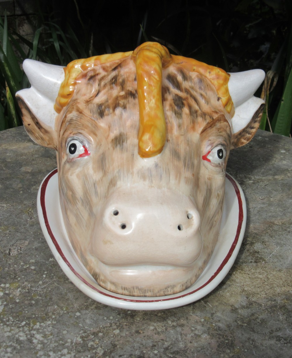 RARE STAFFORDSHIRE COW'S HEAD CHEESE DISH c1860