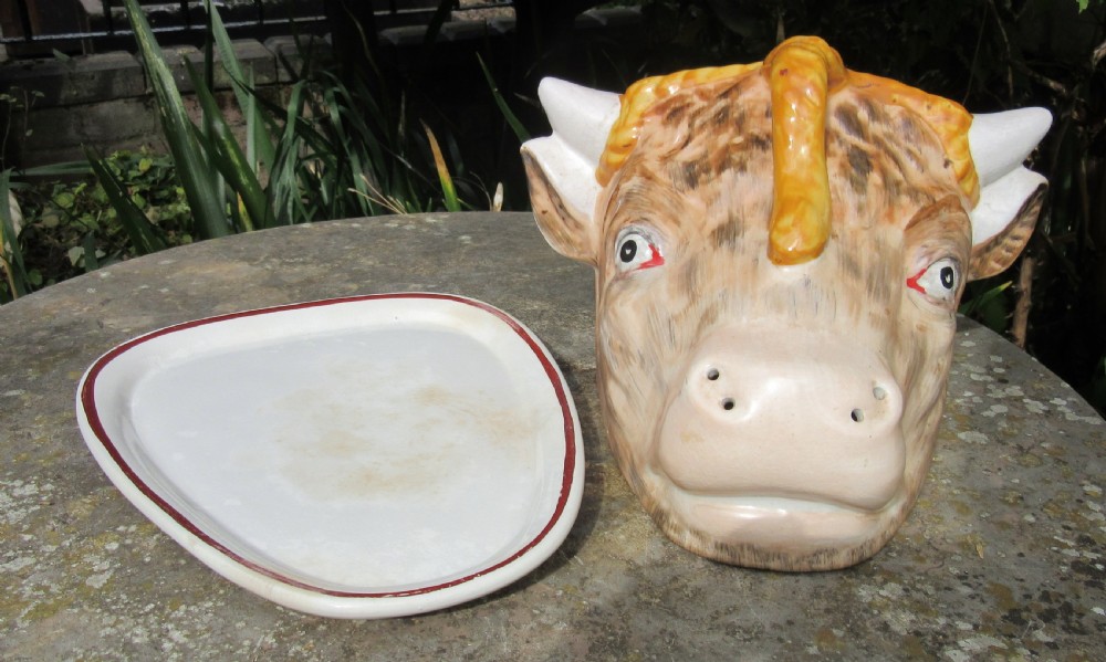 RARE STAFFORDSHIRE COW'S HEAD CHEESE DISH c1860 View V