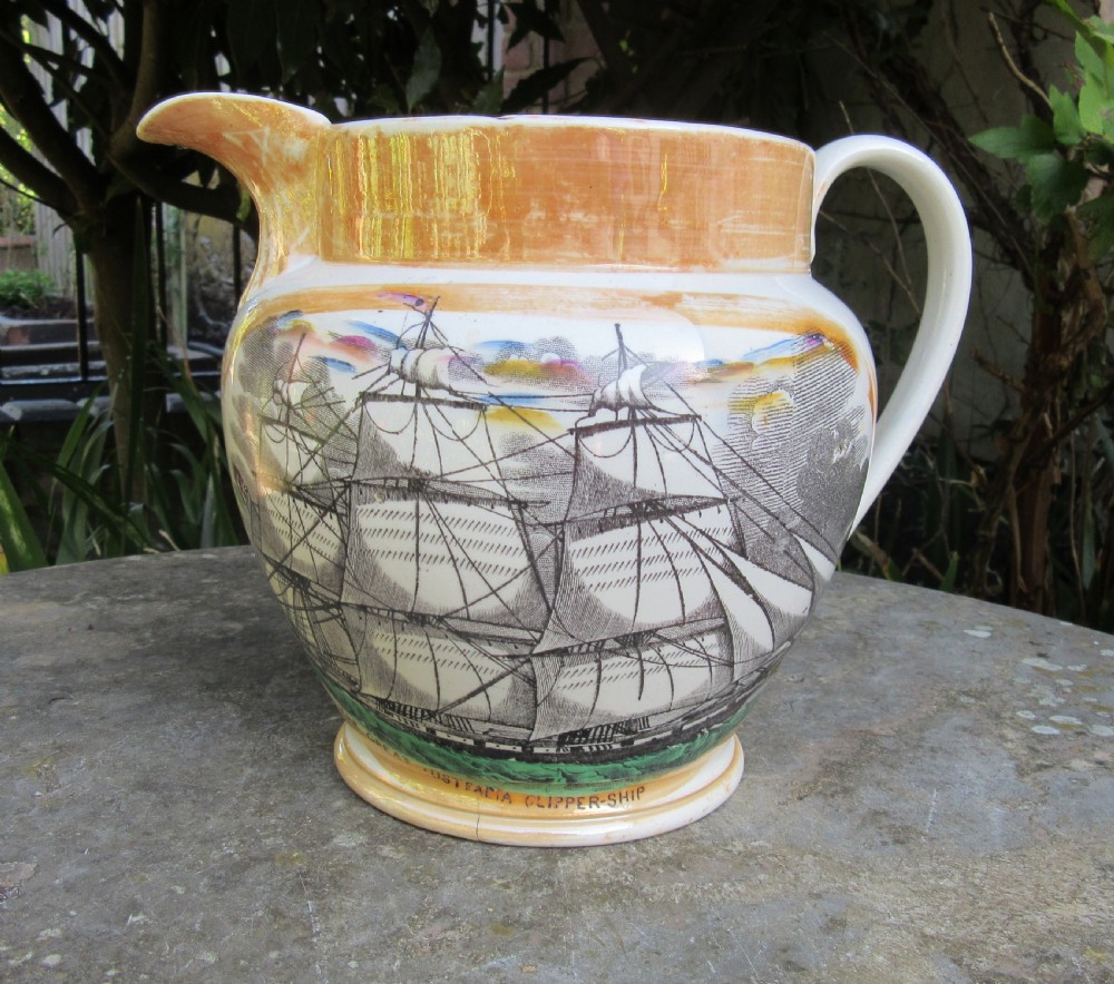 SUNDERLAND LUSTRE GREAT AUSTRALIA CLIPPER & THE UNFORTUNATE LONDON CLIPPER JUG