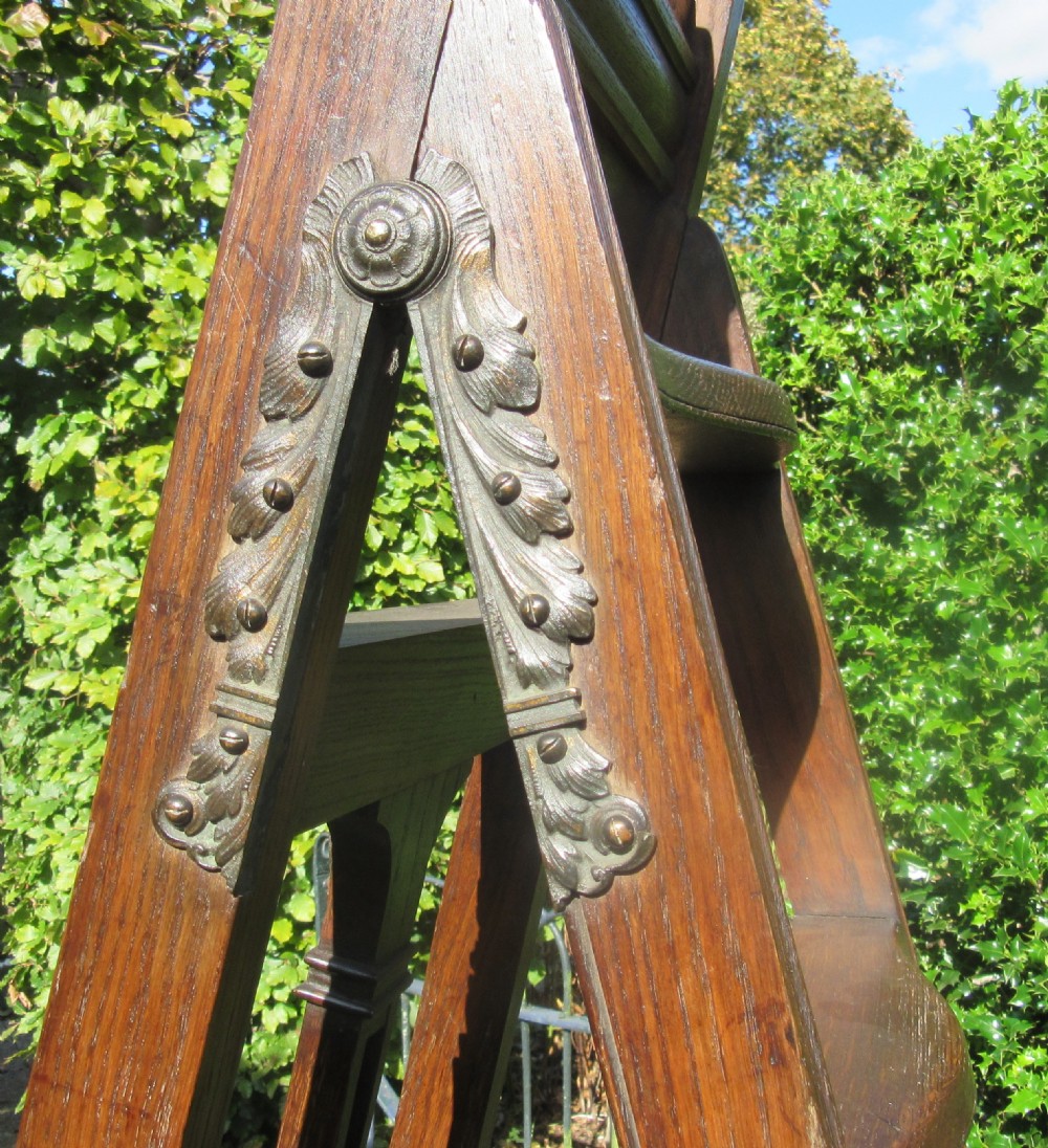 FINE HAMPTON'S PATENT COMBINED EASEL & LIBRARY STEP LADDER c1890 View VIII