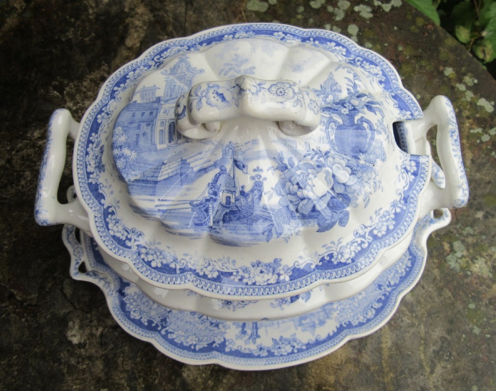 JOHN ROGERS & SON FLORENCE SAUCE TUREEN, STAND & COVER c1830 View II