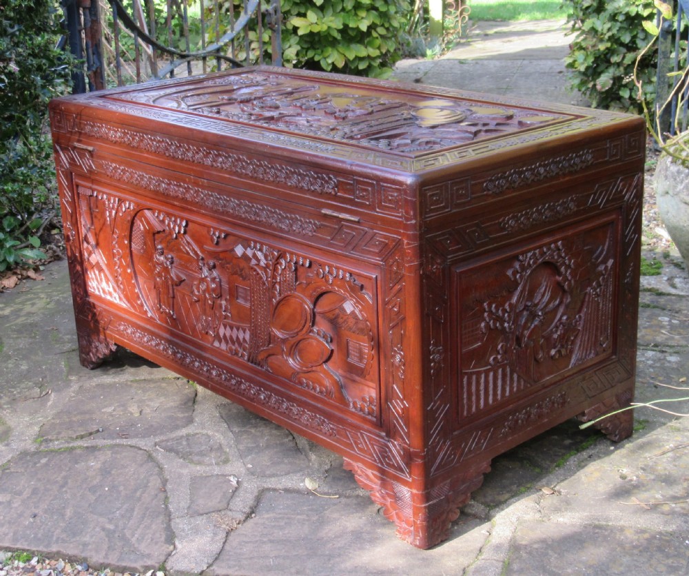 ORIENTAL CARVED CAMPHOR WOOD CHEST  View VI