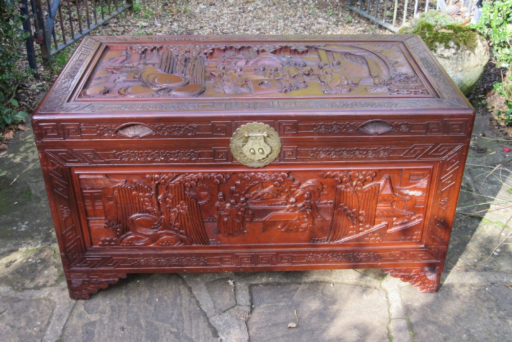ORIENTAL CARVED CAMPHOR WOOD CHEST  View VII