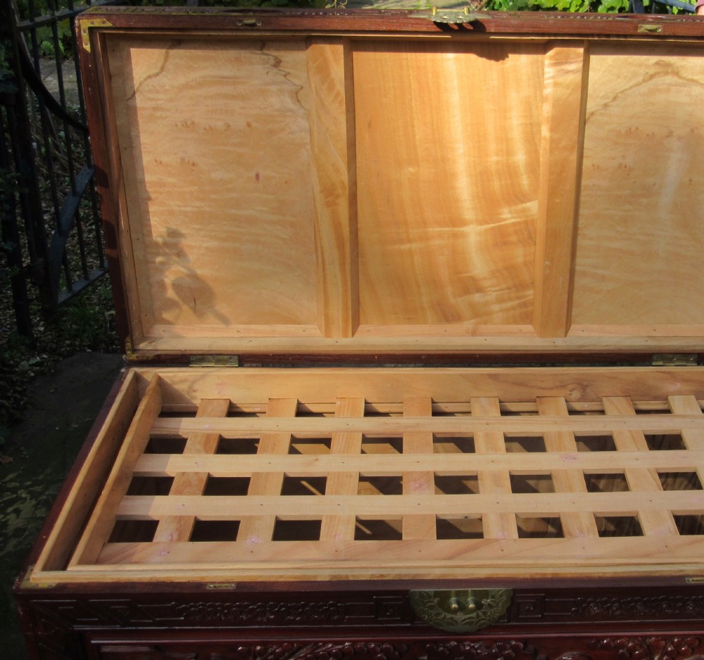 ORIENTAL CARVED CAMPHOR WOOD CHEST  View VIII