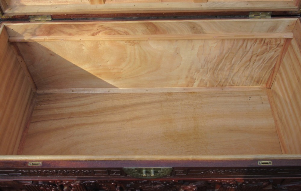 ORIENTAL CARVED CAMPHOR WOOD CHEST  View IX