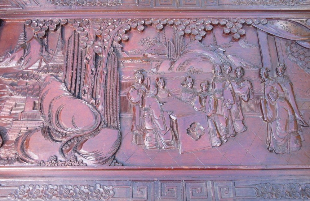 ORIENTAL CARVED CAMPHOR WOOD CHEST  View X