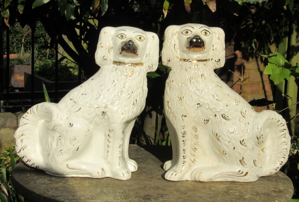 LARGE PAIR OF VICTORIAN STAFFORDSHIRE DOGS c1880