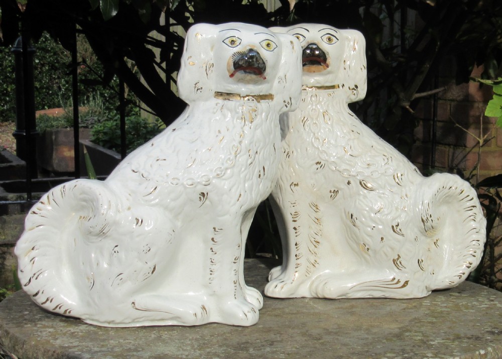 LARGE PAIR OF VICTORIAN STAFFORDSHIRE DOGS c1880 View II