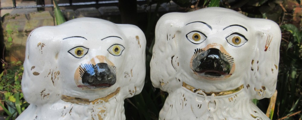 LARGE PAIR OF VICTORIAN STAFFORDSHIRE DOGS c1880 View III