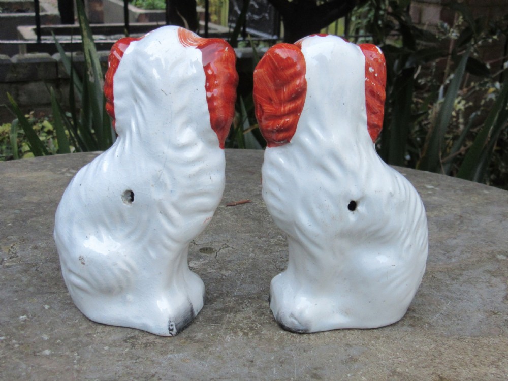 SMALL PAIR OF VICTORIAN STAFFORDSHIRE DOGS No 6 c1860 View II