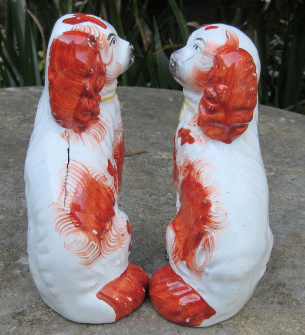 SMALL PAIR OF VICTORIAN STAFFORDSHIRE DOGS No 6 c1860 View VI