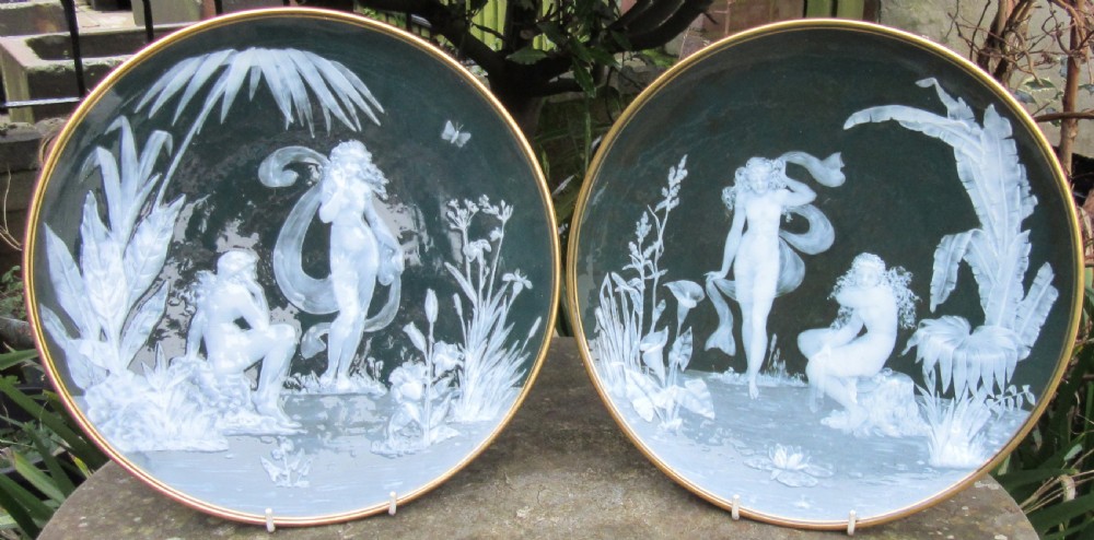 FINE PAIR FREDERICK SCHENK GEORGE JONES PATE-SUR-PATE CHARGERS View VI