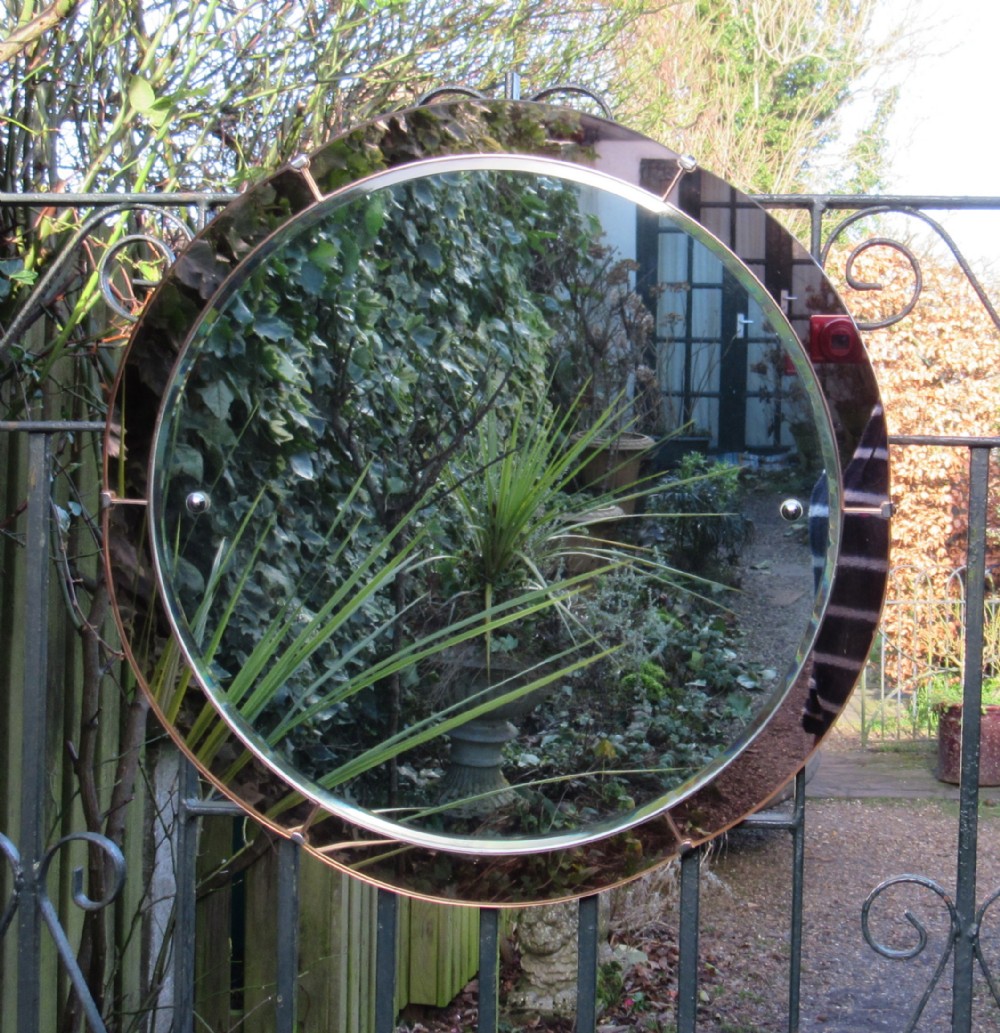 ART DECO PEACH EDGED WALL MIRROR