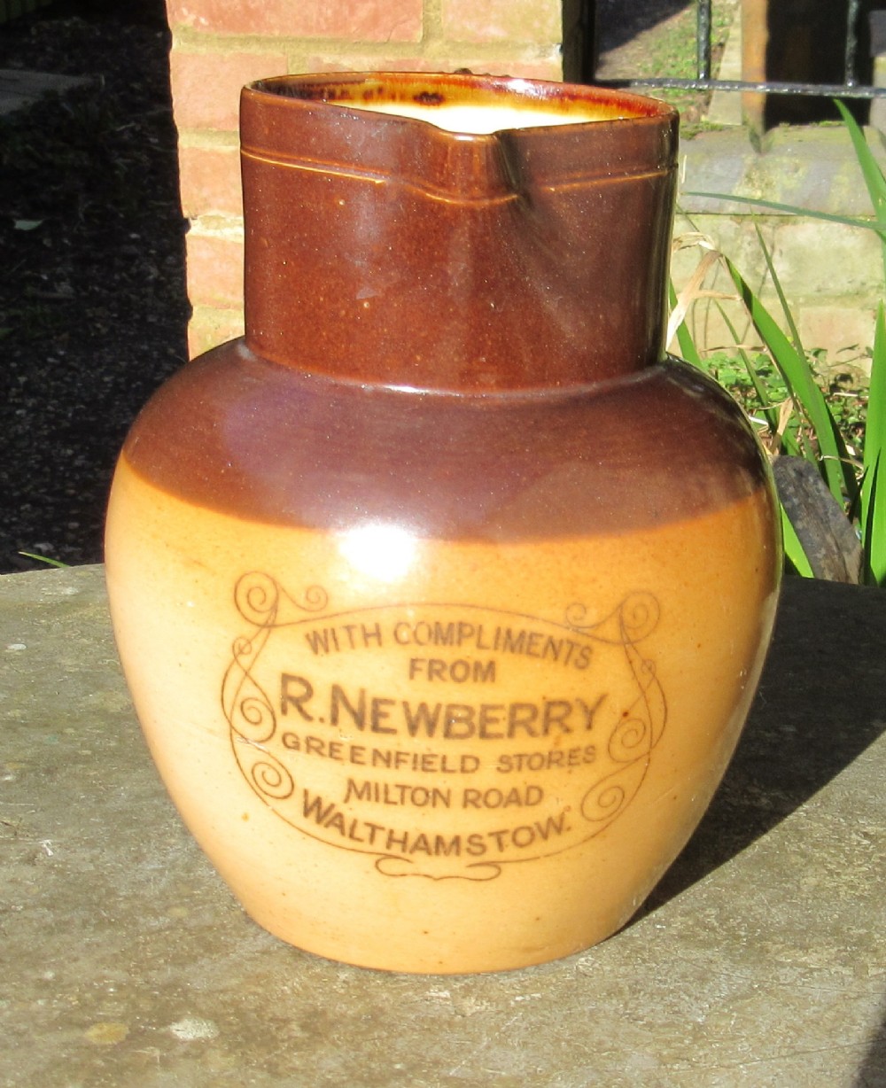 ANTIQUE GREENFIELD STORES WALTHAMSTOW OFF-LICENCE JUG 