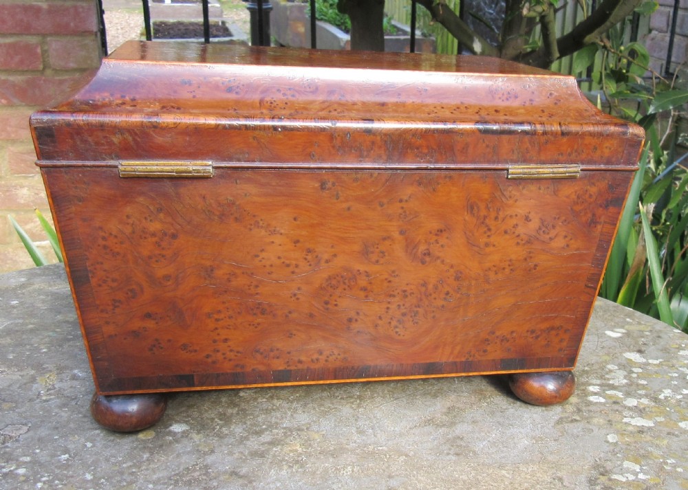 FINE GEORGIAN BURR YEW 'AULD LANG SYNE' WORK BOX View IV