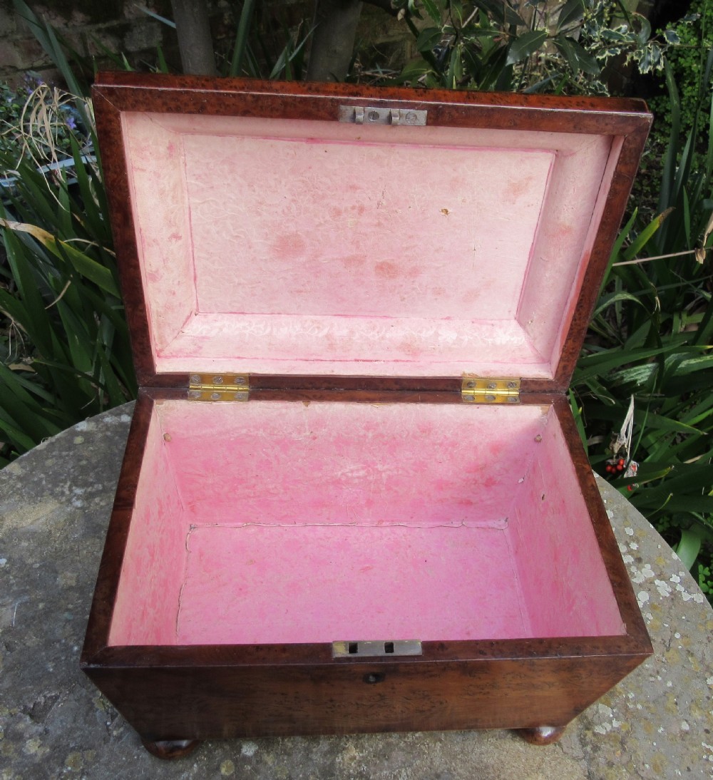 FINE GEORGIAN BURR YEW 'AULD LANG SYNE' WORK BOX View VI