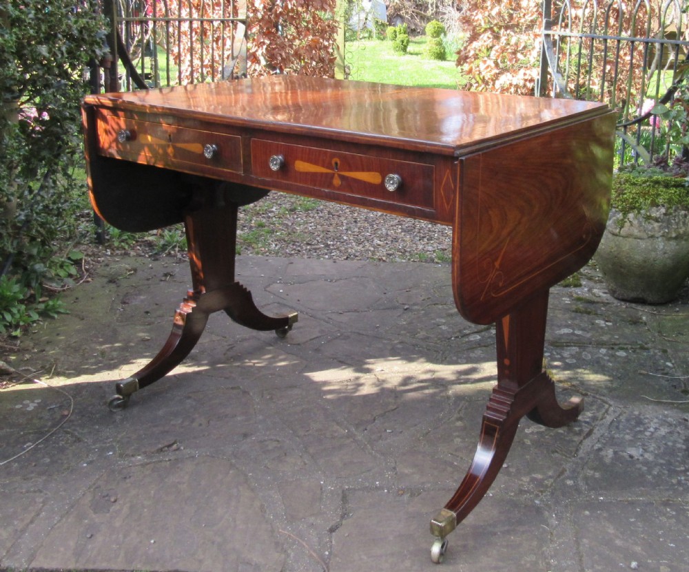 REGENCY SATINWOOD INLAID ROSEWOOD SOFA TABLE c1820