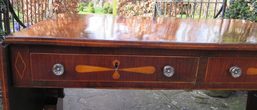 REGENCY SATINWOOD INLAID ROSEWOOD SOFA TABLE c1820 View III