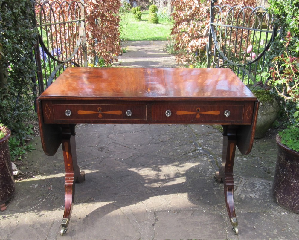 REGENCY SATINWOOD INLAID ROSEWOOD SOFA TABLE c1820 View VII