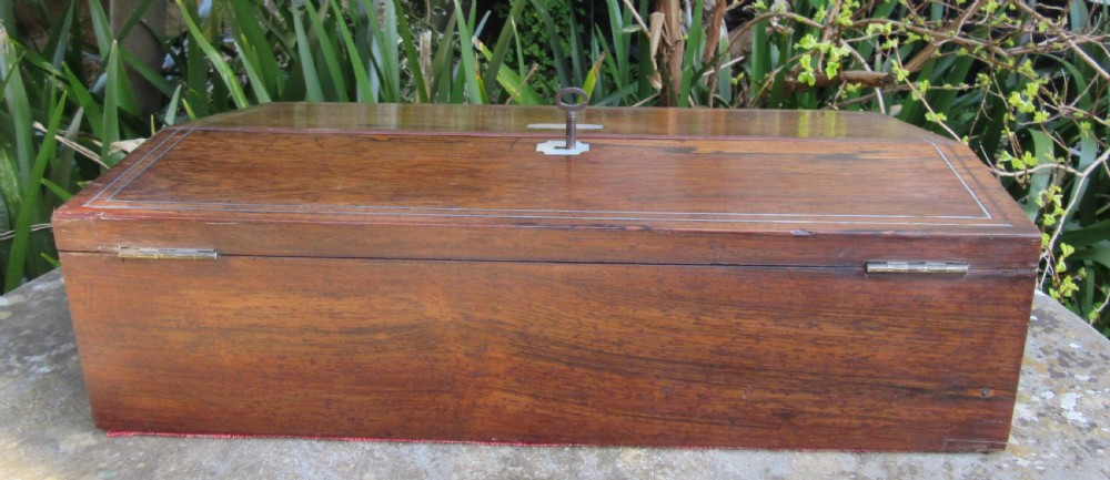 ANTIQUE TRAVELLING ROSEWOOD WRITING BOX c1850 View VII