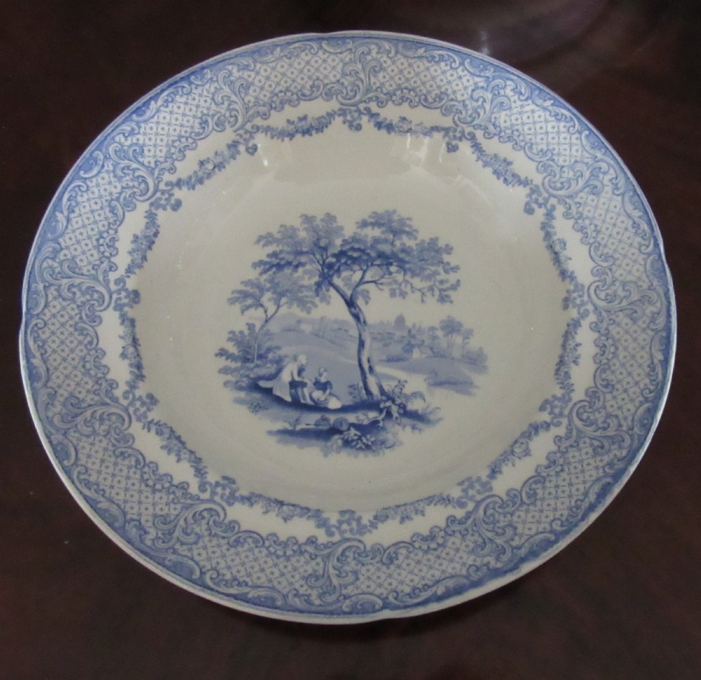 LARGE RIDGWAY HUMPHREY'S CLOCK BLUE & WHITE DINNER SERVICE c1840 View III