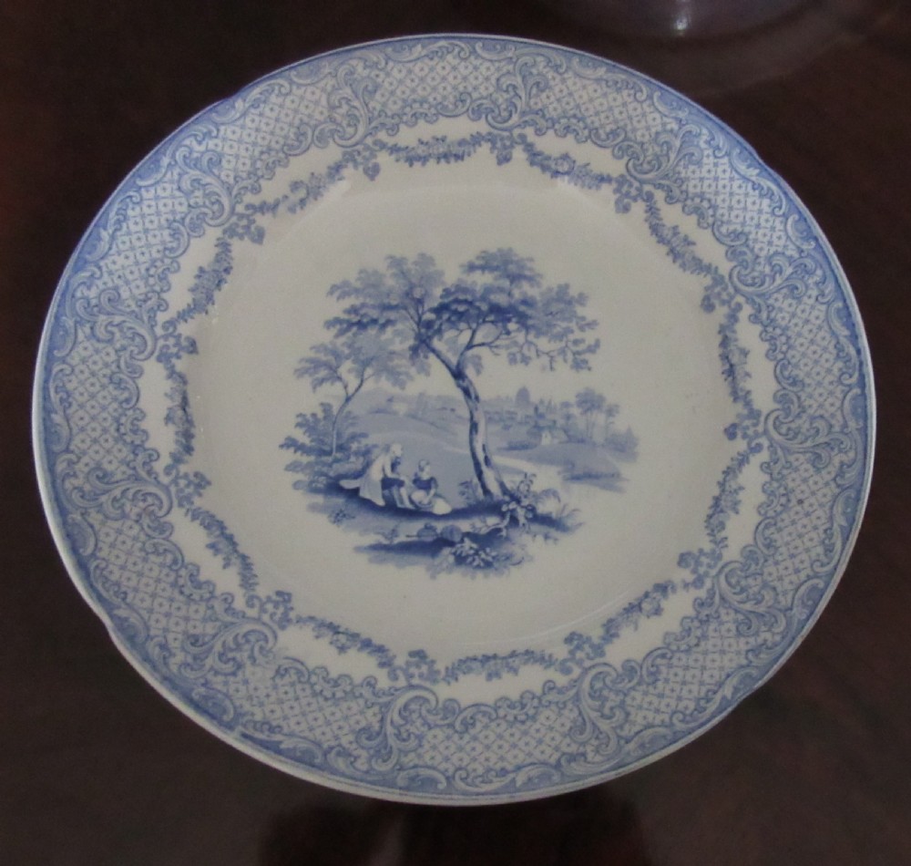 LARGE RIDGWAY HUMPHREY'S CLOCK BLUE & WHITE DINNER SERVICE c1840 View VII