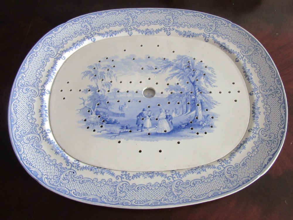 LARGE RIDGWAY HUMPHREY'S CLOCK BLUE & WHITE DINNER SERVICE c1840 View XI