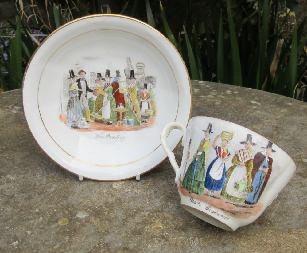 H. MITCHELL SWANSEA WELSH AUCTION CUP & SAUCER c1860