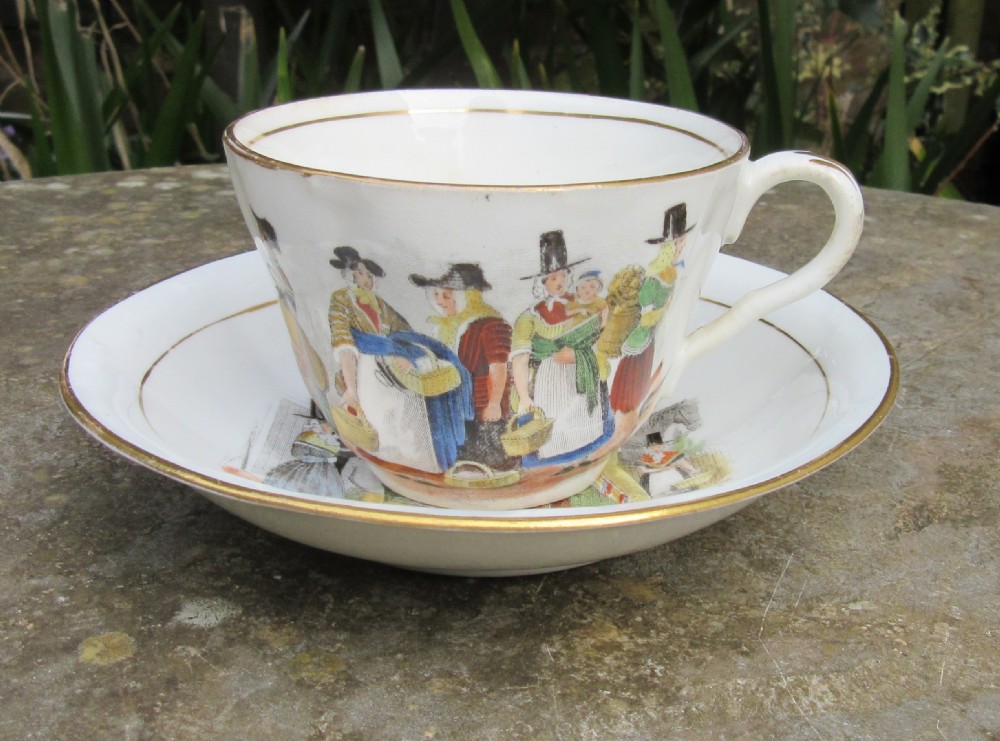 H. MITCHELL SWANSEA WELSH AUCTION CUP & SAUCER c1860 View III