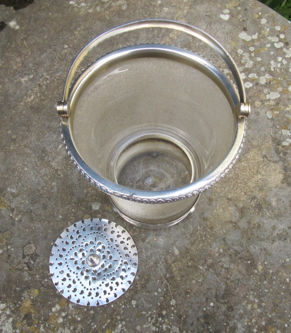 ELKINGTON & Co SILVER PLATED GLASS ICE BUCKET c1880 View IV