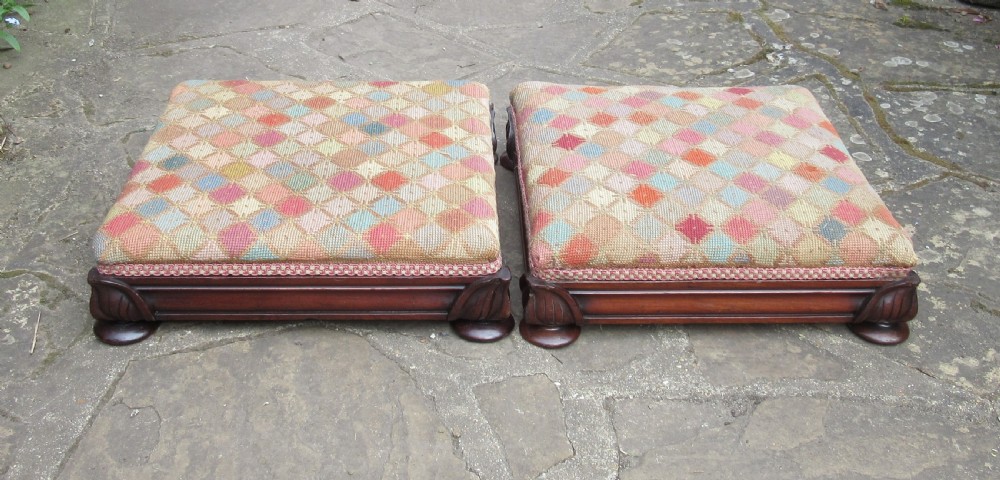 PAIR OF REGENCY MAHOGANY FOOT STOOLS FOOTSTOOLS  View VI