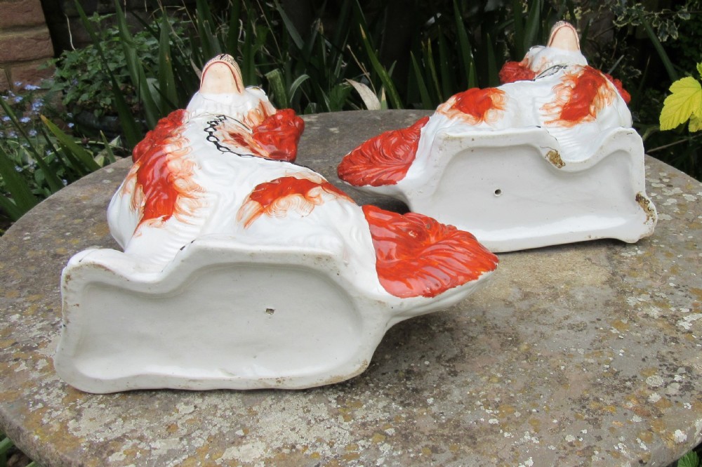 GRAND PAIR OF RED & WHITE STAFFORDSHIRE DOGS c1860 View V