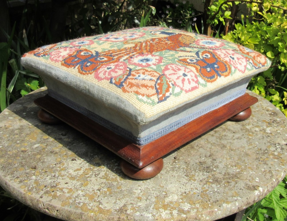 ANTIQUE MAHOGANY FOOT STOOL FOOTSTOOL c1840 View III