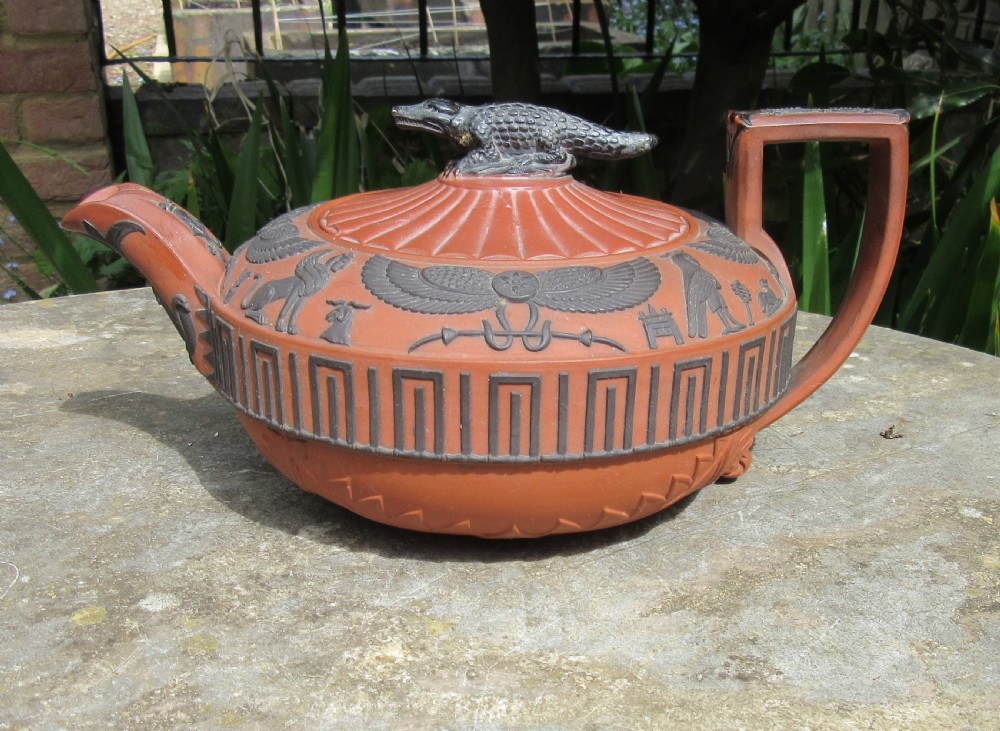 WEDGWOOD ROSSO ANTICO EGYPTIAN MOTIF TEAPOT c1810 View VIII