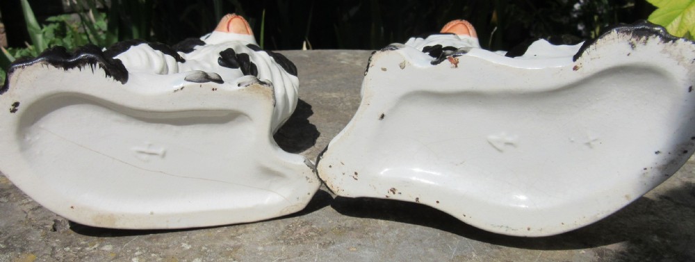 PAIR OF VICTORIAN BLACK & WHITE STAFFORDSHIRE DOGS No 4 c1860 View IV
