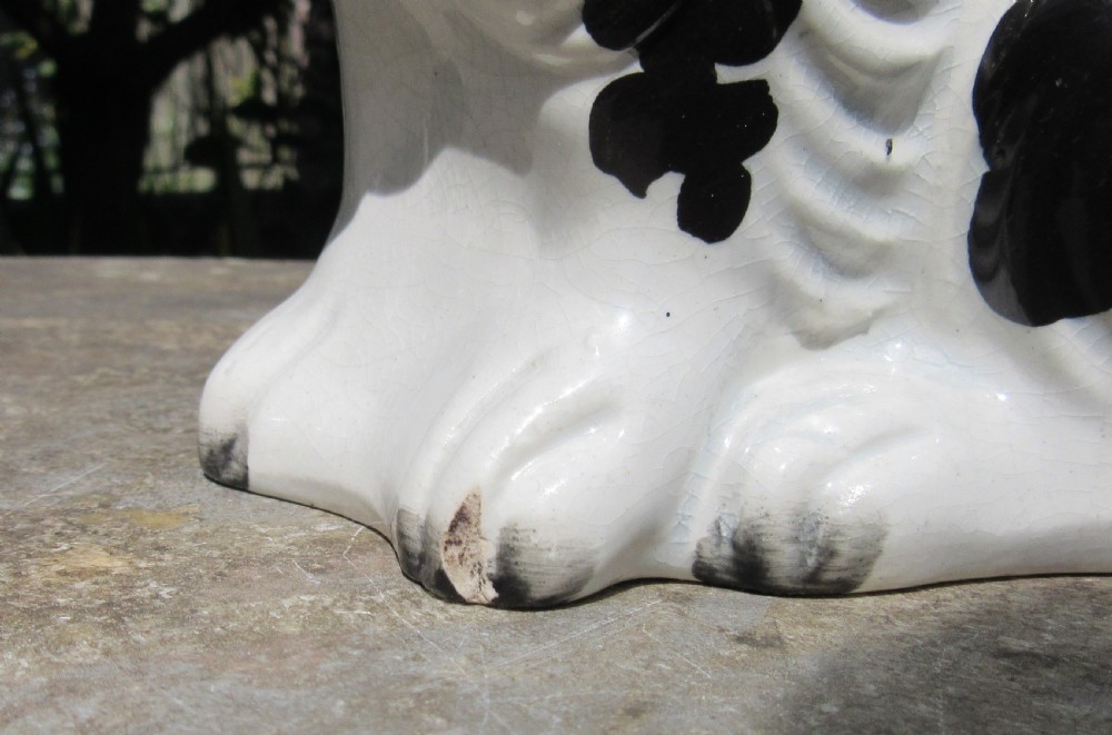 PAIR OF VICTORIAN BLACK & WHITE STAFFORDSHIRE DOGS No 4 c1860 View V