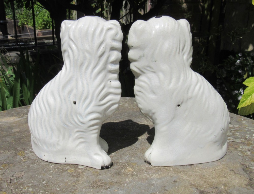PAIR OF VICTORIAN BLACK & WHITE STAFFORDSHIRE DOGS No 4 c1860 View VI