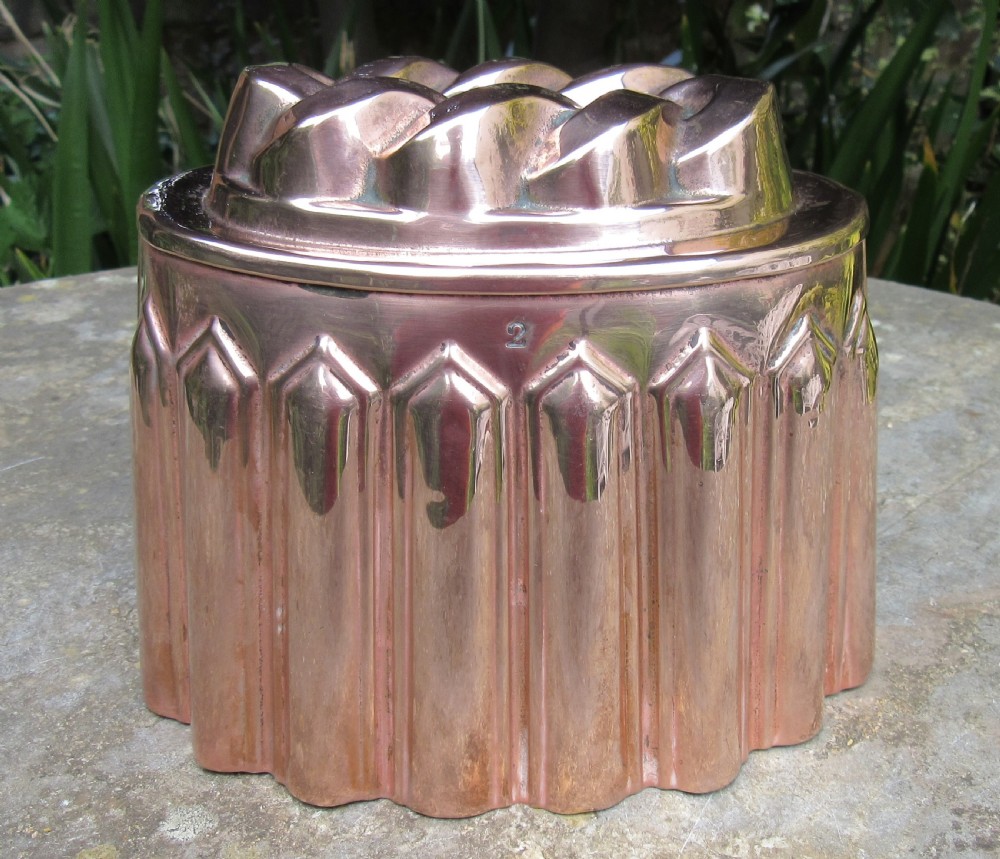 VICTORIAN COPPER JELLY MOULD STAMPED CM View III
